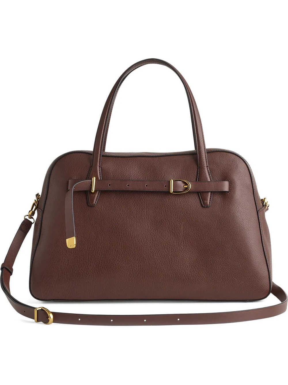 Madewell Brown Pebbled Leather Satchel with Gold Hardware